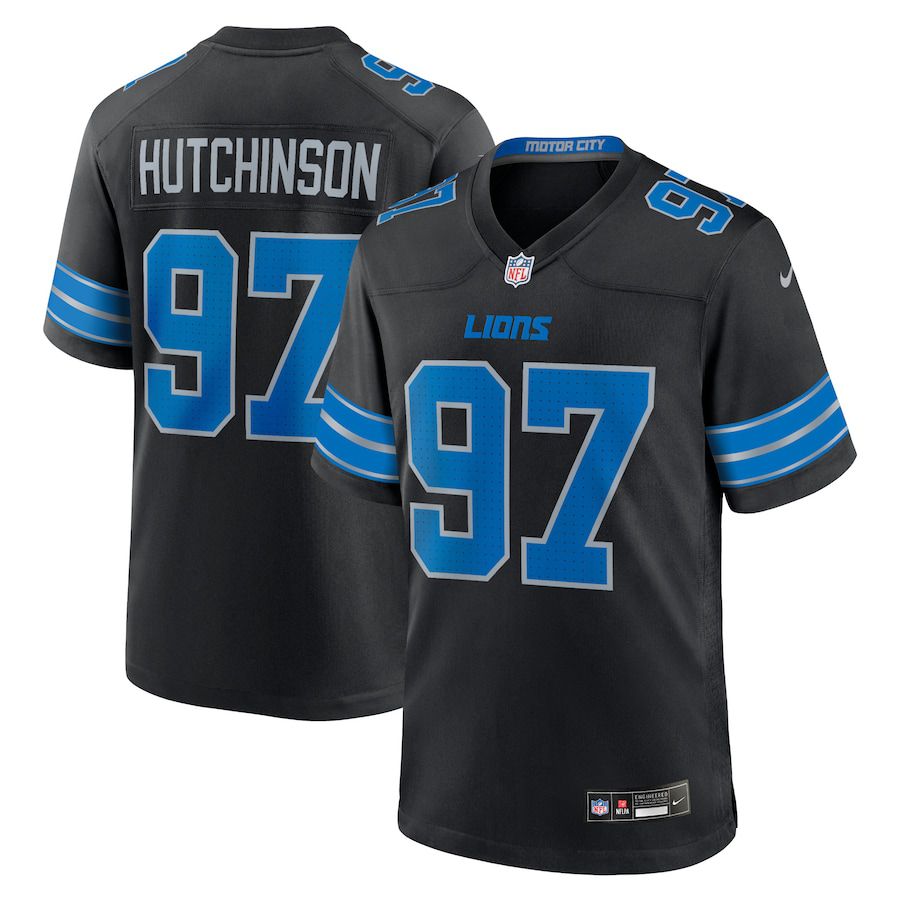 Men Detroit Lions #97 Aidan Hutchinson Nike Black 2nd Alternate Game NFL Jersey->women nfl jersey->Women Jersey